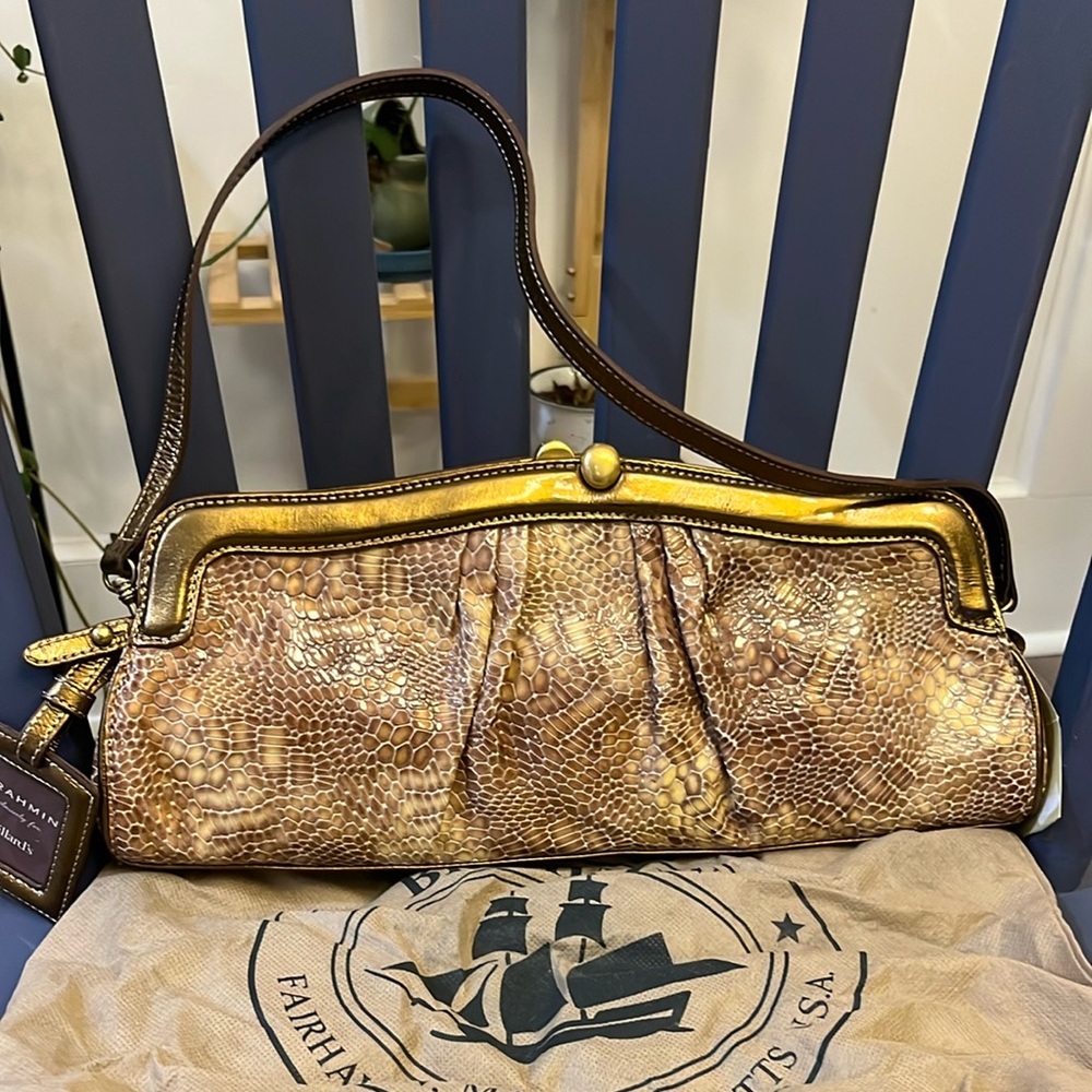 Brahmin Mona patent python shoulder bag